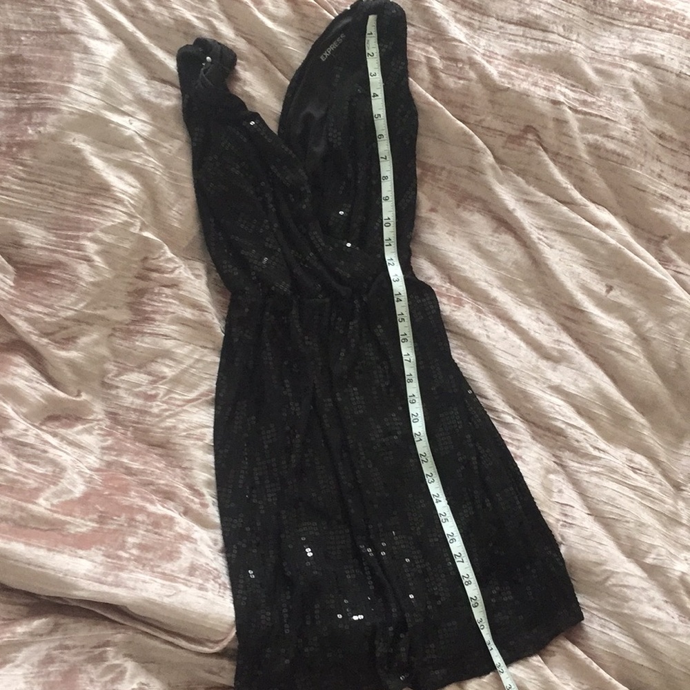 Sequined Deep V Express Dress LBD - Picture 4 of 6
